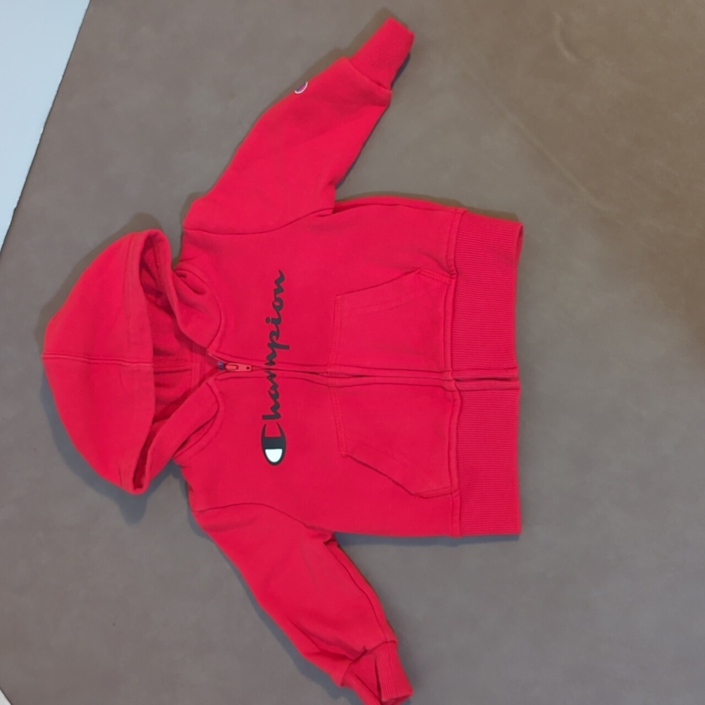 Champion Hoodie Jacket 18 months Red with blue white lettering Zipper